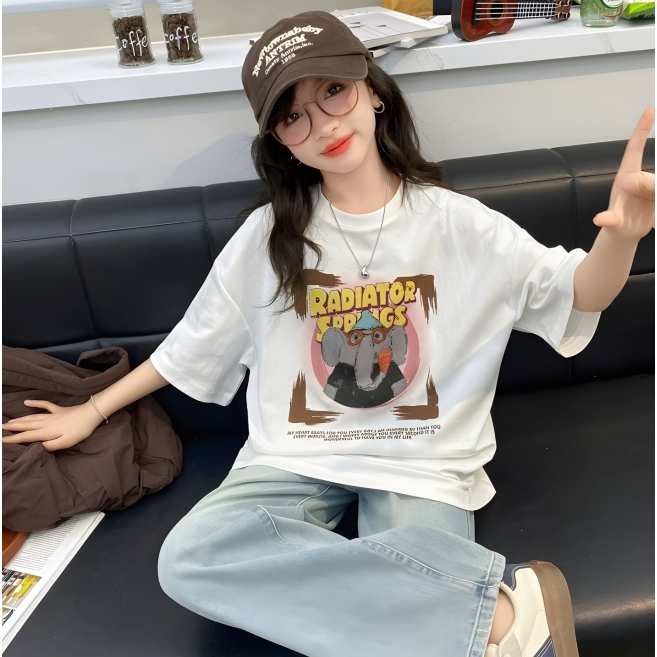 (จัดส่งตลอด 24 ชั่วโมง)KIDS PRINCESS มาใหม่เด็กแขนสั้นเสื้อยืดฤดูร้อนการ์ตูนพิมพ์รอบคอผ้าฝ้ายด้านบน D62 - รูปที่ 2