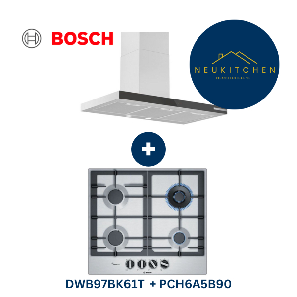 BOSCH ชุดเซ็ต เครื่องดูดควัน รุ่น DWB97BK61T + เตาแก๊ส รุ่น PCH6A5B90 (DWB97BK61T+PCH6A5B90)