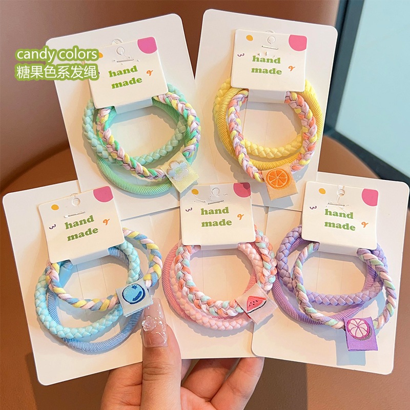 ยางมัดผม กิ๊บแฟชั่น หนังยางพาสเทลสีหวาน 3 ชิ้น/แพ็ค ขนาดใหญ่ สําหรับผู้หญิง