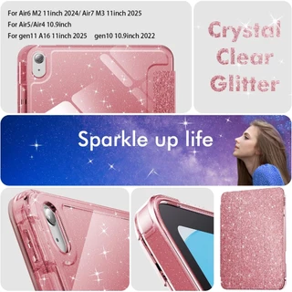 เคสาสำหรับipadสีกันกระแทกแวววาวfor Air M2/M3 11นิ้วAir4/5 10.9/ A16gen11 2025 gen10พร้อมช่องใส่ปากกา