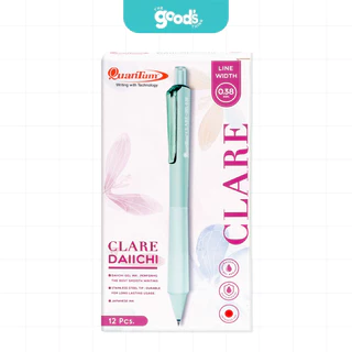 ปากกาเจล Quantum Clare ขนาด 0.38 มม. ปากกา ควอนตั้ม แคลร์ หมึกน้ำเงิน ด้ามคละสี (ยกกล่อง12ด้าม)