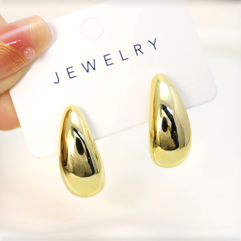 Hot ต่างหูทอง earring ตุ้มหูห่วง รูปร่างหยดน้ำ ต่างหูห่วง หรูหรา jewelry accessories เครื่องประดับแฟชั่น  92.5%เข็มเงิน
