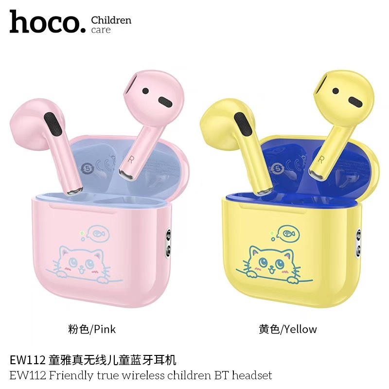 Hoco EW112 หูฟังไร้สายTrue Wireless BT 5.4 ความจุ 200mAh ระบบเสียงคุณภาพดี เหมาะสำหรับเด็ก