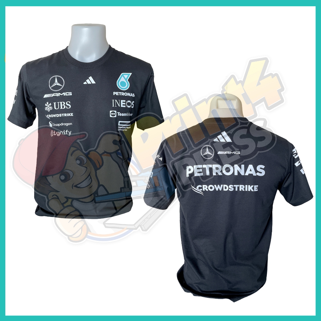 T-shirt เสื้อสีดำ เมอซิเดส Mercedes shirt F1 2025 AMG Petronas 100% คอตตอน 100% Cotton เสื้อเชิ๊ตคอกลม