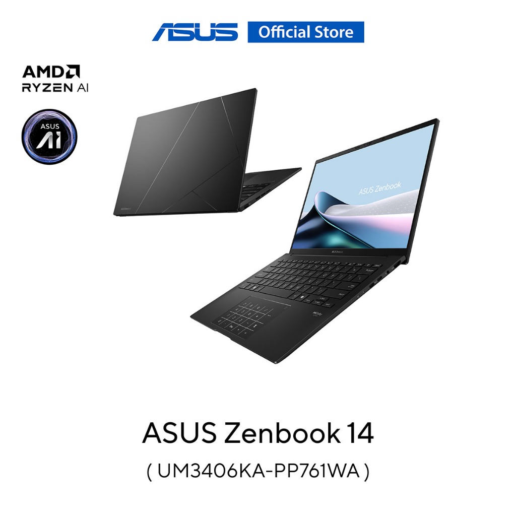 ASUS Zenbook 14 (UM3406KA-PP761WA) Copilot+PC, 14" 3K OLED, AMD KRACKAN-8C/BGA, 32GB, 1TB SSD, W11