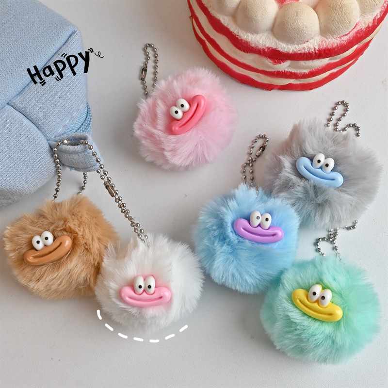 พวงกุญแจ จี้ตุ๊กตาตลก ตุ๊กตากระต่ายขนเทียม จี้กระเป๋าเป้สะพายหลัง