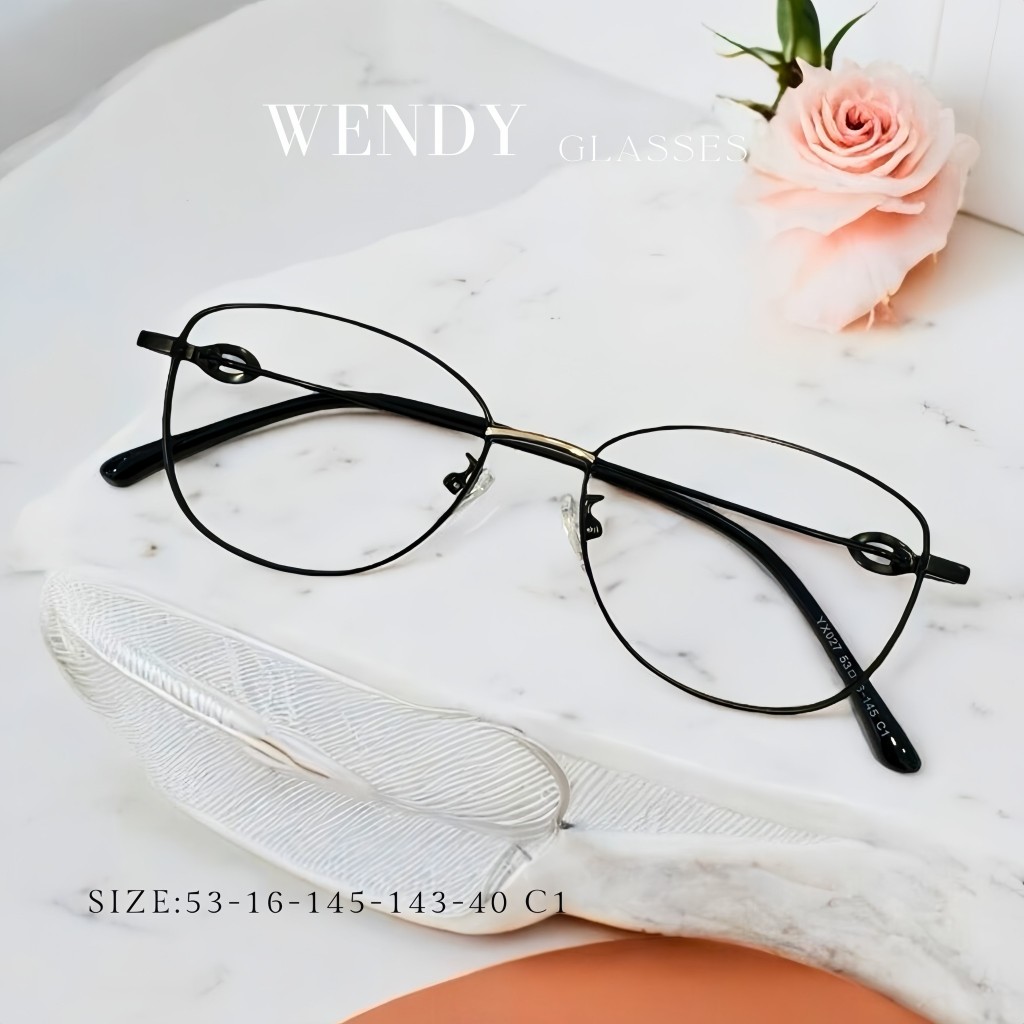 แว่นตาสายตายาวเลนส์โปรเกรสซีฟ รุ่นWENDY ''เวนดี้'' YX027มองใกล้ กลาง ไกล ในตัวเดียว ในร่มเลนส์ใสออกแดดเปลี่ยนสีเทาดำ