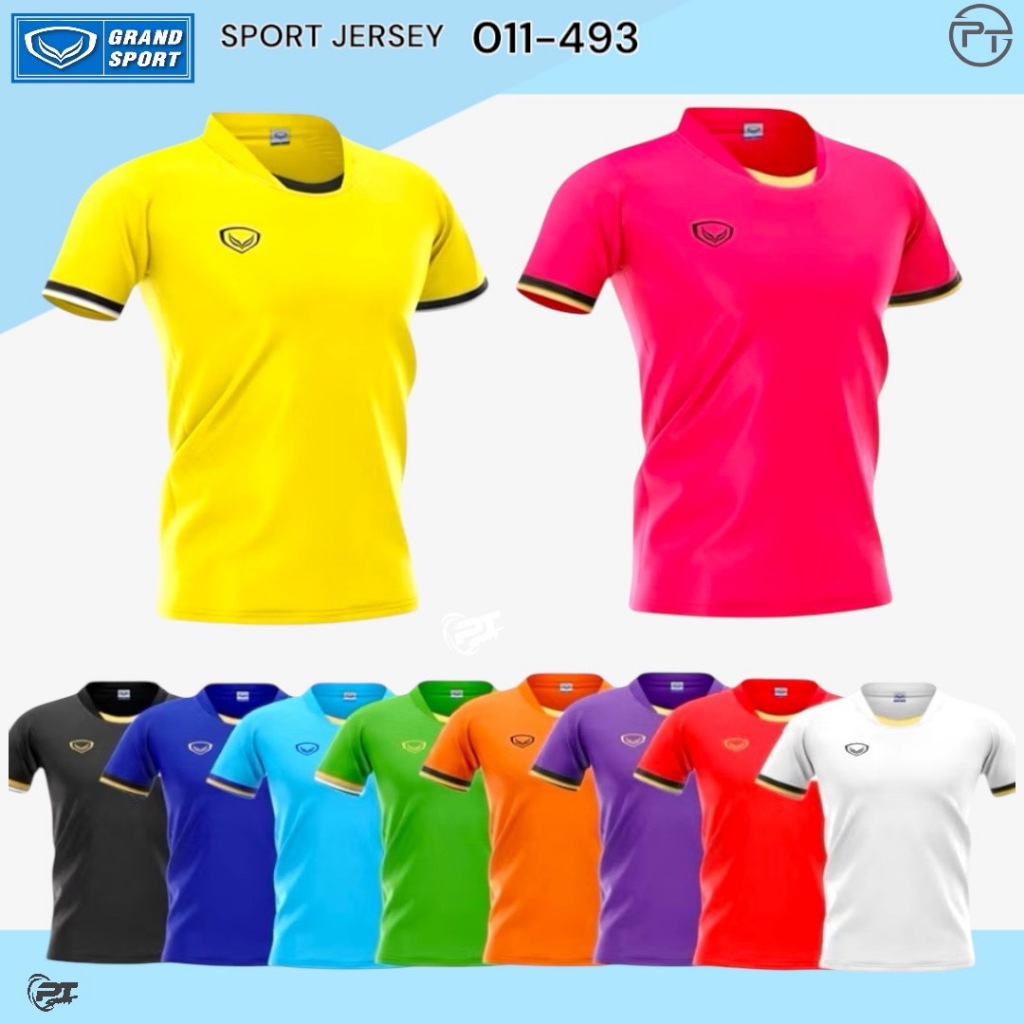 ประเภทสินค้า : แกรนด์สปอร์ตเสื้อฟุตบอลตัดต่อ รหัส 11493 วัสดุ : 100% โพลีเอสเตอร์ (GRAND SMOOTH)