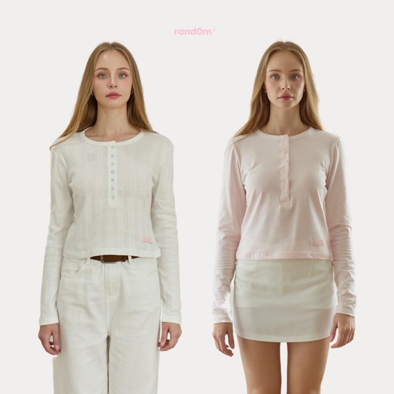 rand0m piece - Label long sleeve top เสื้อแขนยาว แต่งเลเบลชายเสื้อ