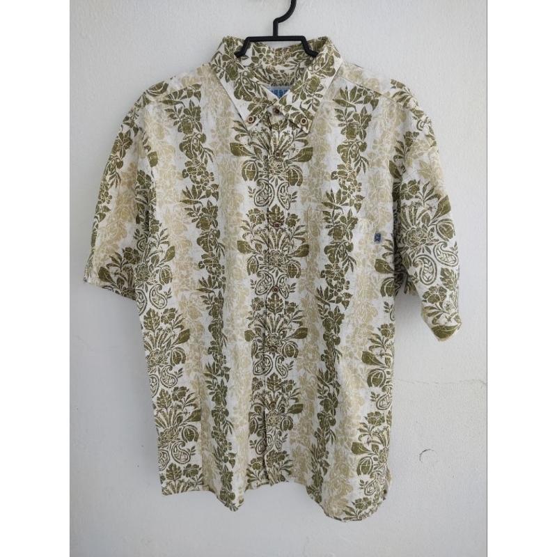 [95%] รอบอก 46" เสื้อโอกินาว่า Okinawa Story made in okinawa ผ้า Cotton 100% ต่อลายกลางตัว กระเป๋า