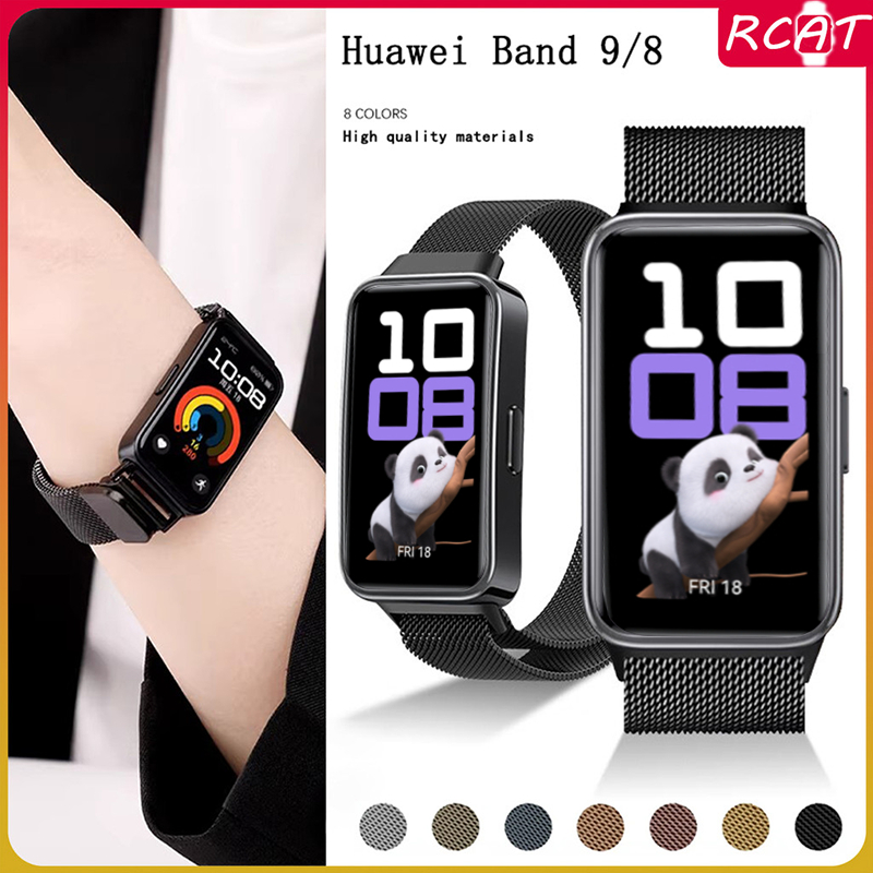 สายรัด Milanese Loop สำหรับ Huawei Band 10 Huawei Band 9 8 สแตนเลสแม่เหล็กโลหะสายรัดข้อมือทดแทนอุปกรณ์เสริมสมาร์ทวอทช์