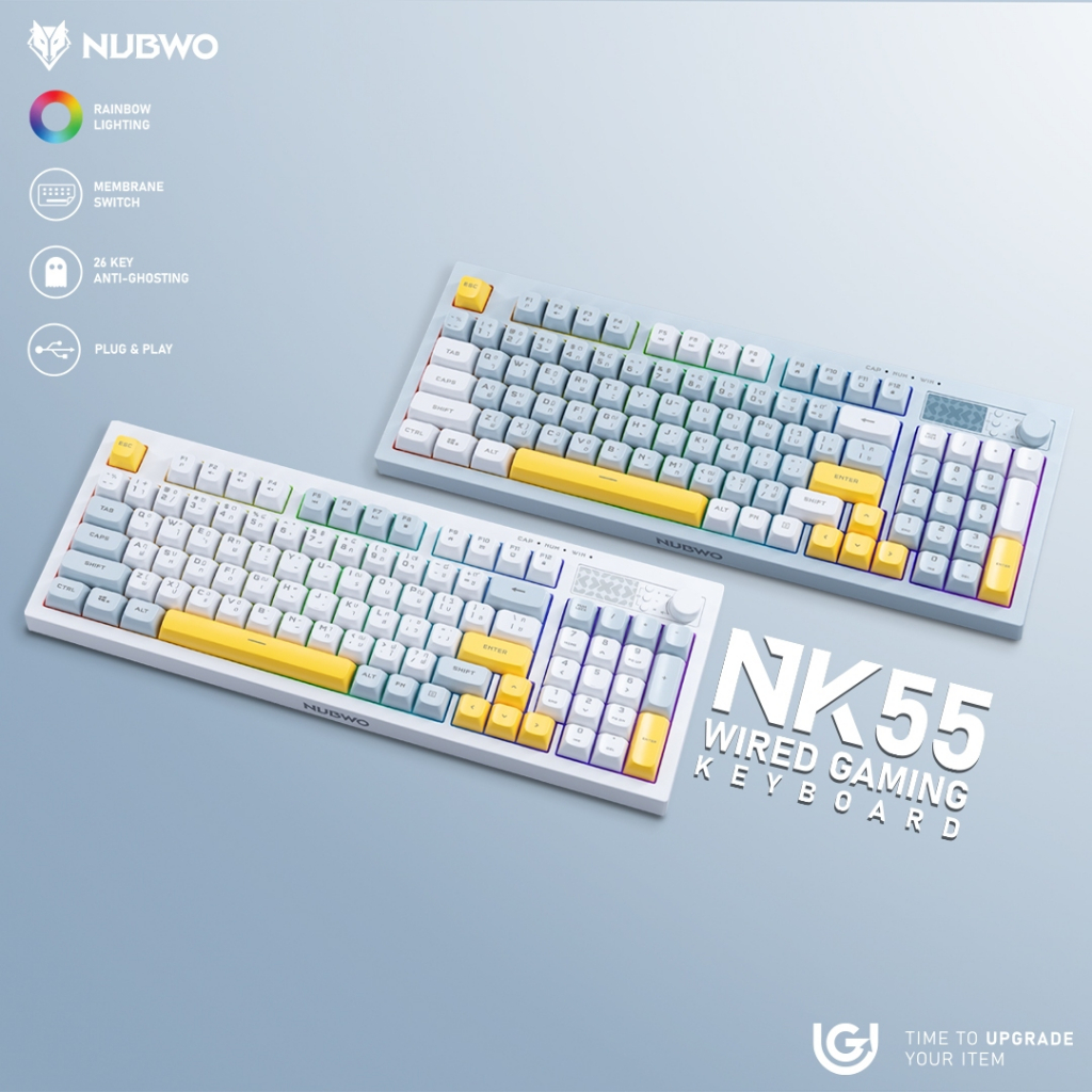 Nubwo คีย์บอร์ด NK55 Membrane เสียงเบา ปุ่มนุ่ม สายตรง พร้อมปุ่มปรับเสียง รับประกัน 1 ปี