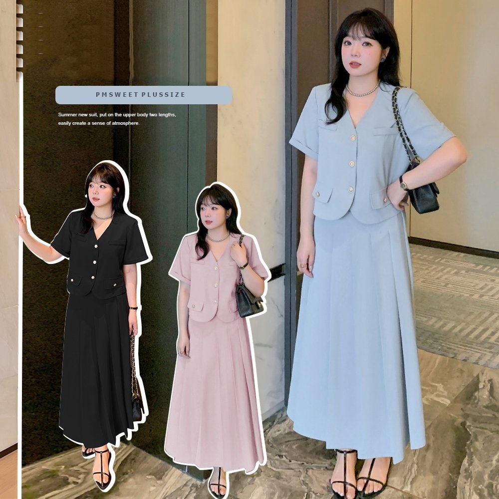 [ 🔥อกถึง 52" ] : PMP2389 V.2 : พรีออเดอร์ เสื้อผ้าไซส์ใหญ่ คนอ้วน สาวอวบ ชุดสูททำงาน ชุดเซตสองชิ้น