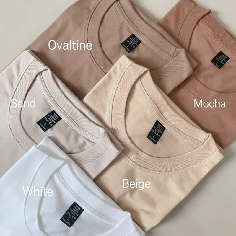 ⚡️NEW⚡️เสื้อยืดสีพื้นคอกลม (สีขาว สีทราย สีเบจ สีโอวัลติน สีมอคค่า)