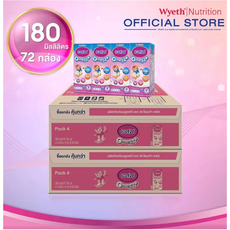 (2ลัง) S26ม่วง UHT นมยูเอชที สูตร3 ขนาด180มล