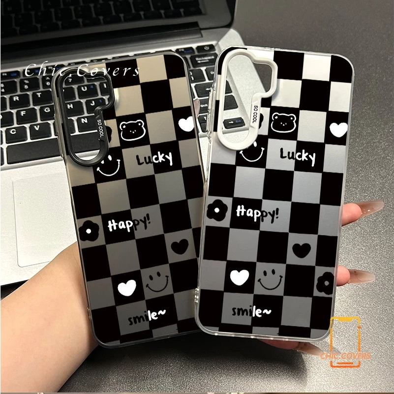 เคสแข็งหรูหรา ยิ้มโชคดี เคสซัมซุง สำหรับSamsungA54 A55 A23 A05s A02s A03 A25 A12 A03 A05 A06 A14 A34 A30s A53 A15 A53