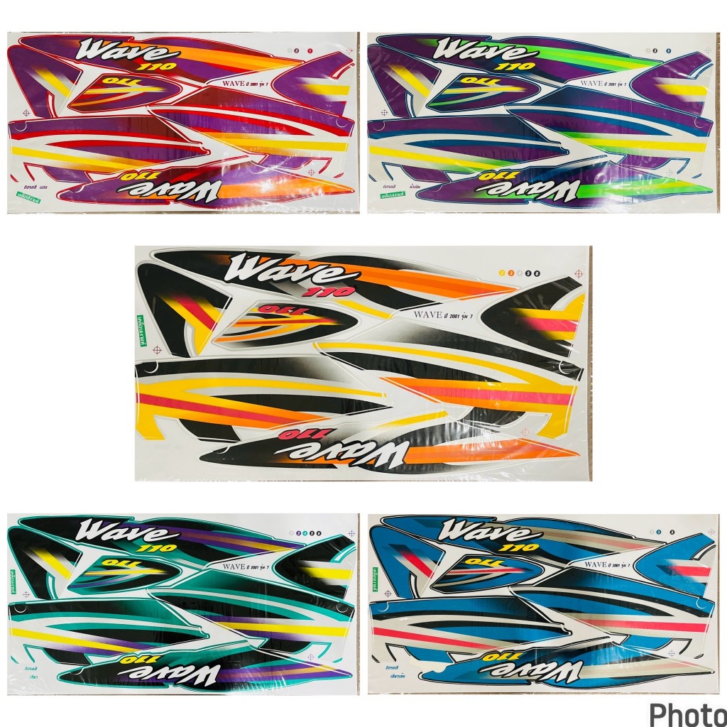 (เคลือบเงาแท้) สติกเกอร์ สติ๊กเกอร์ Wave 110 เวฟ 110 รุ่นแรก ปี 2001 รุ่น 7