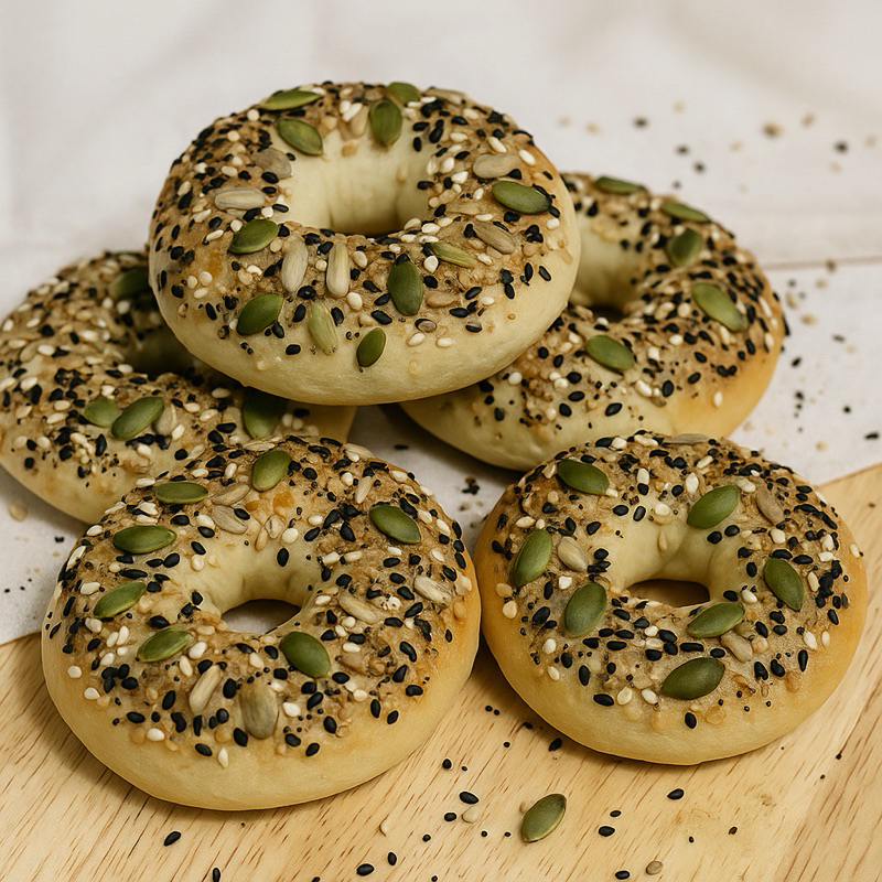 Grain Bagel  Homemade Bagel เนื้อหนึบ 5 ชิ้น เบเกิลธัญพืช