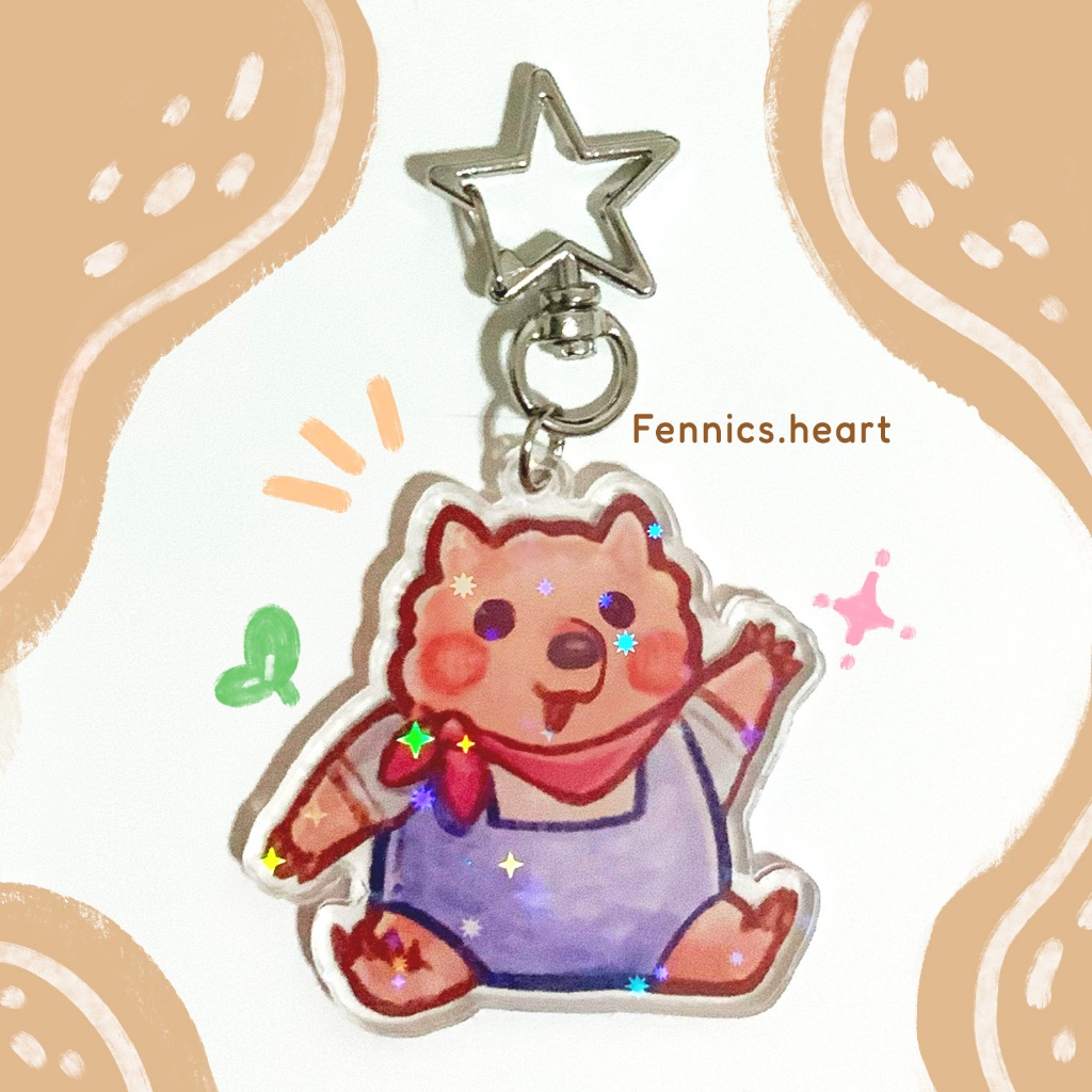 พวงกุญแจอะคริลิคโฮโลแกรมดาว - Hi Wombat  /  Star Holographic Acrylic keychain - Hi Wombat