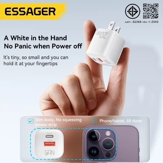 Essager 20W GaN เครื่องชาร์จชนิด USB C PD ชาร์จโทรศัพท์อย่างรวดเร็ว QC 3.0เครื่องชาร์จเร็วสำหรับสายชาร์จขนาดเล็ก14 13 12