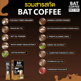 BAT COFFEE MCT OIL กาแฟ แบท หอมอร่อย สูตรไม่มีน้ำตาล