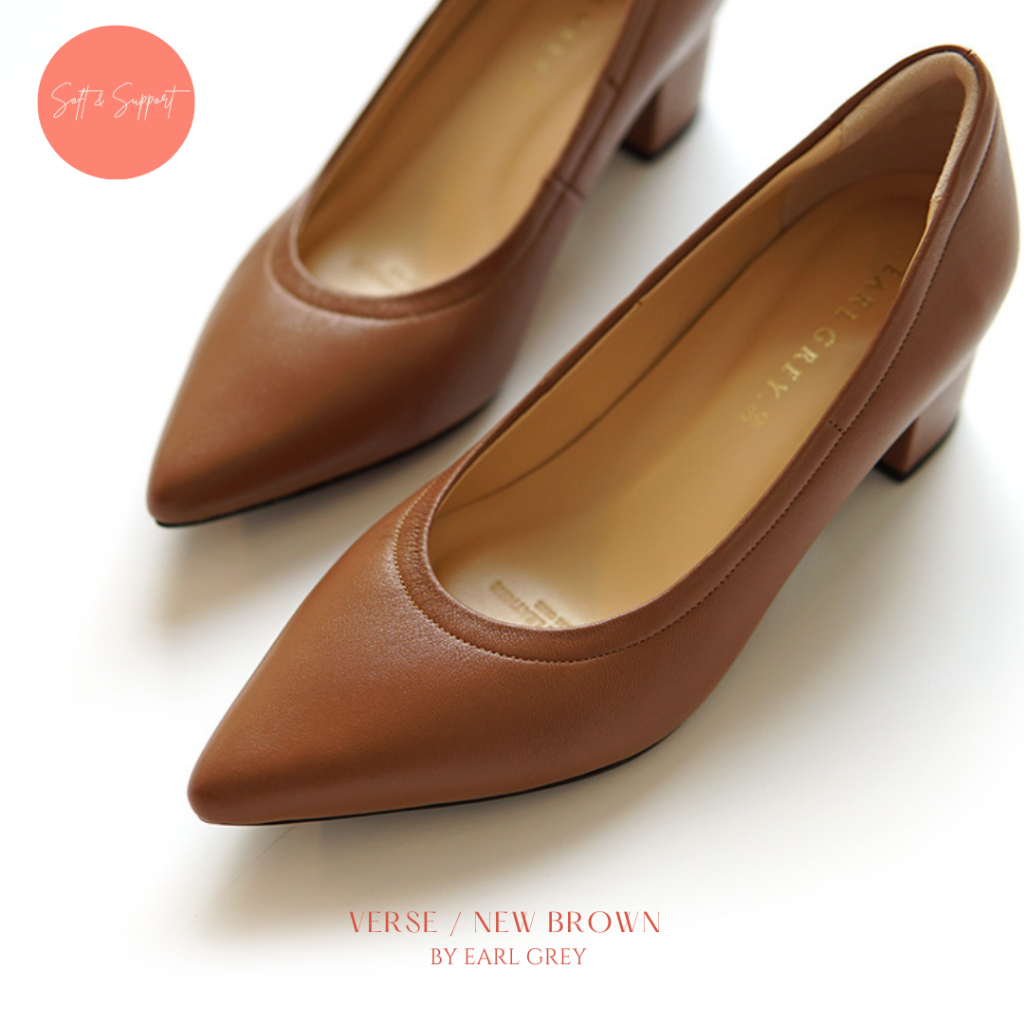 EARL GREY รองเท้าหนังแกะแท้  หนังนิ่ม พื้นนุ่ม  รุ่น Verse series in New brown