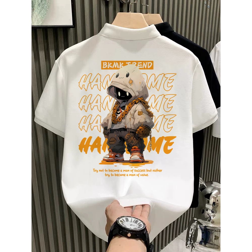 Basi💥POLO คอปก เสื้อโปโลผู้ชาย ลาย HANME นุ่ม และระบายอากาศ ไม่หดตัวลาย เกรดพรีเมียม ผ้า 📦พร้อมส่ง