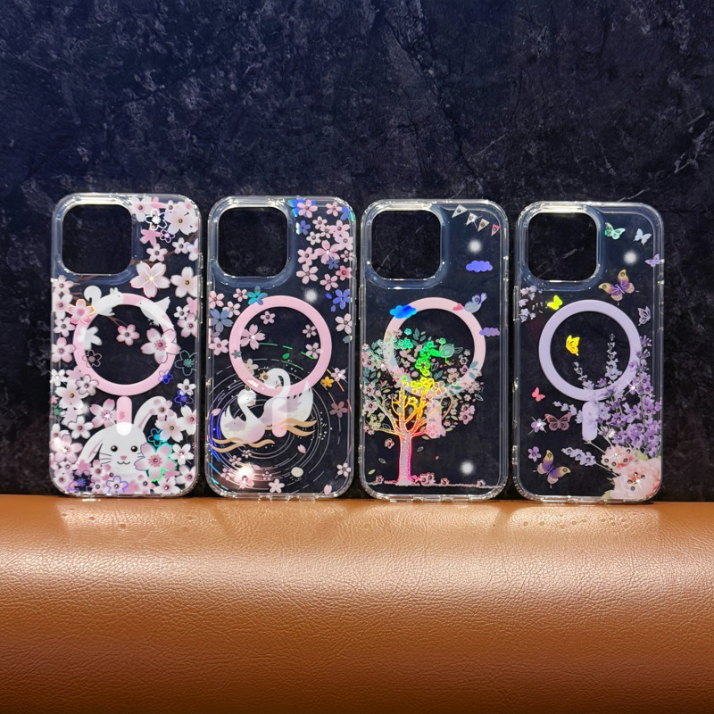Popphone เคสแม่เหล็กดอกไม้ ประดับเพชร รุ่น iPhone16pro max iPhone15pro max