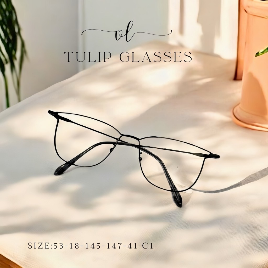 แว่นตาสายตายาวเลนส์โปรเกรสซีฟ [เลนส์ตัดใหม่] รุ่น TULIP ''ทิวลิป'' 73061 มองได้3ระยะ ใกล้ กลาง ไกล ออกแดดเปลี่ยนสีเทาดำ