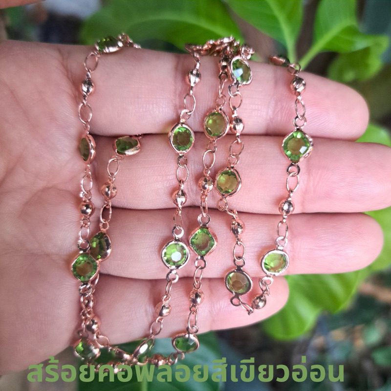 สร้อยคอพลอยคริสตัลเม็ดกลม สร้อยคอชุบสีนาก ยาว 23.5 นิ้ว สวมศีรษะได้ สวยงาม เครื่องดับแฟชั่น พร้อมส่งจากไทย - รูปที่ 3