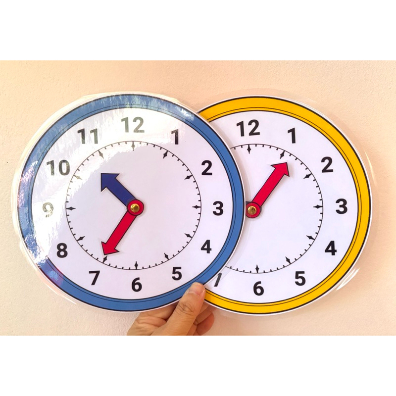 สื่อการสอนคณิตศาสตร์ นาฬิกา แบบที่ 1 ขนาด กว้าง 18.5 ซม ยาว 18.5 ซม เข็มนาฬิกาหมุนได้ รบกวนสั่ง 2 ชิ้นขึ้นไปนะคะ