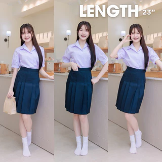 กระโปรงนักเรียนทรงแคบ ผ้ามันดีวาย สีดำ-สีกรมเข้ม ความยาว 22"- 26" เอว 23-34 ตีเกร็ด 5.5 นิ้ว ทรงสวยไม่เป็นซุ่ม