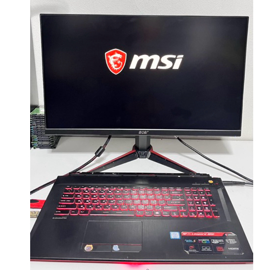 โน๊ตบุ๊ค Notebook มือสอง MSI Cpu Core i7 Gen8 Ram 8G M.2 512G การ์ดจอแยก GTX1050Ti จอ 15.6 นิ้ว Gami
