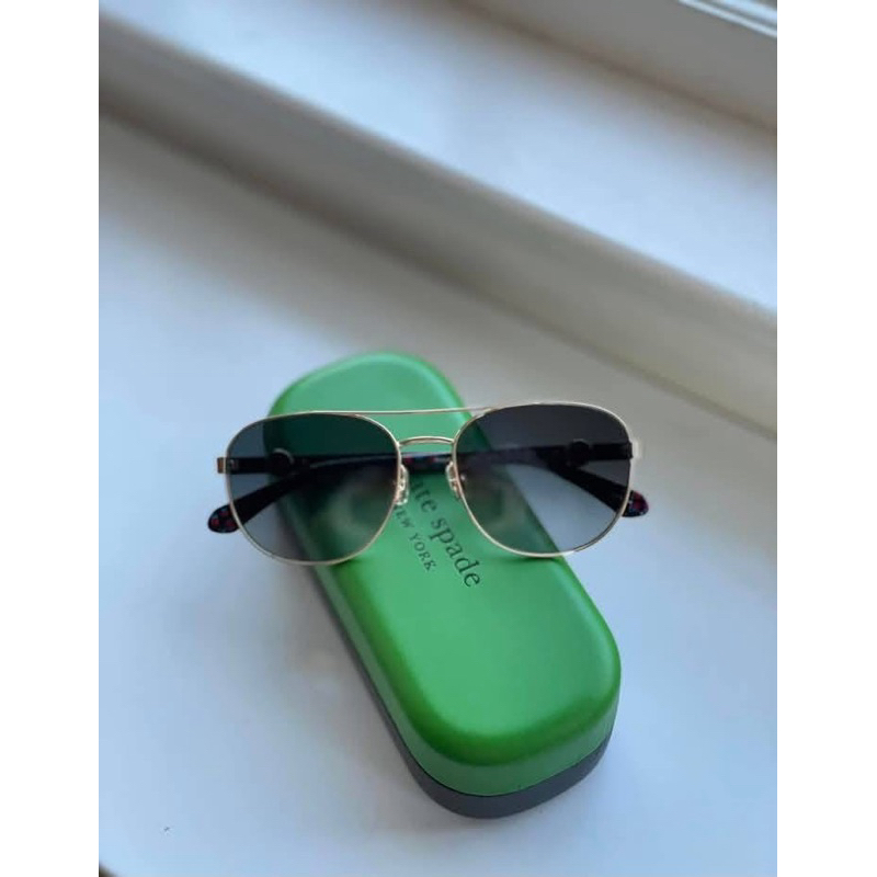 พร้อมส่ง 🔥Sale 2399🔥 แว่นกันแดด KATE SPADE RAGLAN G/S J5G 9O Sunglasses Gold Frame Grey Shaded