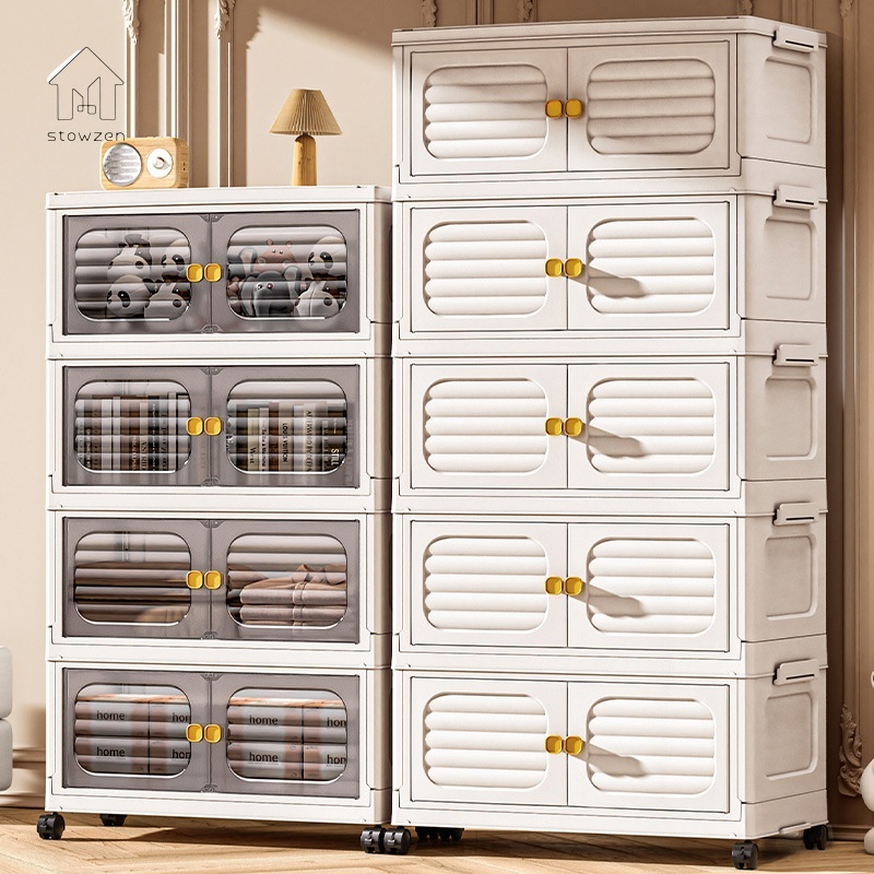 JIVARA ตู้เก็บของใหญ่ ตู้เก็บของ ตู้เก็บของอเนกประสงค์ มีล้อ ตู้เก็บของแบบพับได้ ตู้เสื้อผ้า ห้องครั