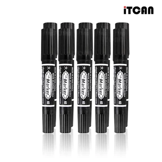 iTCAN ปากกามาร์กเกอร์ 10ด้าม ปากกาเคมี2หัว หัวไฟเบอร์กันน้ำ อุปกรณ์เครื่องเขียน MARKER PEN AW-150