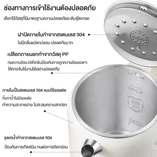 CAMEL กาน้ำร้อนไฟฟ้า electric kettle 1.8L ภายในเป็นสแตนเลส 304 แบบไร้รอยต่อ ปุ่มเดียวเพื่อรักษาความร้อนที่