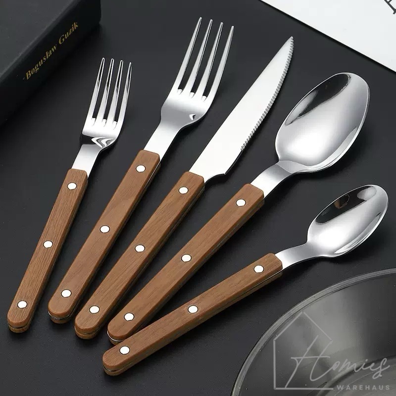 【พร้อมส่ง】🍴 ช้อน ส้อม มีด ลายไม้ สีน้ำตาลอ่อน คุณภาพสูง สวยดูดี มินิมอล สไตล์คาเฟ่ ด้ามจับถนัดมือ ช้อนส้อมมินิมอล