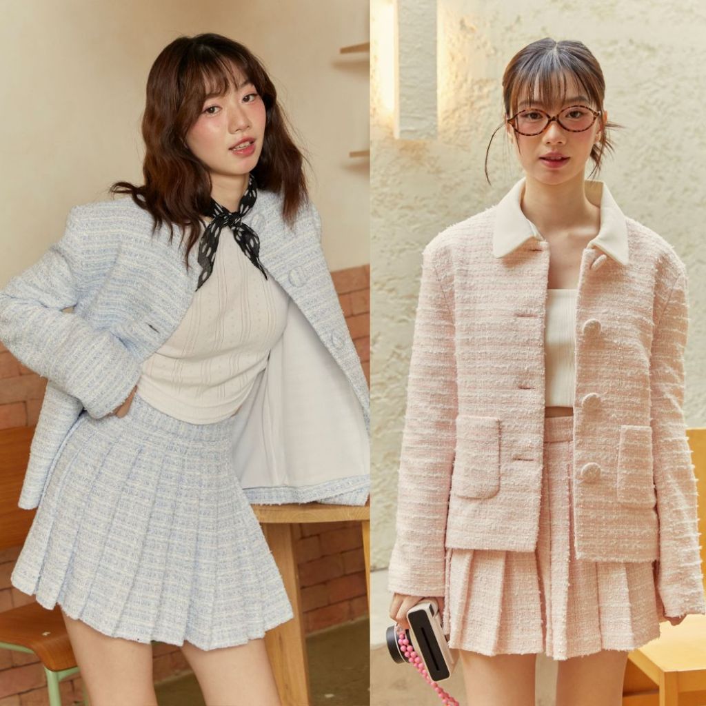 mini.m ชุดเซท Juliette Set ( Blazer+Skirt)  ปกคอถอดได้