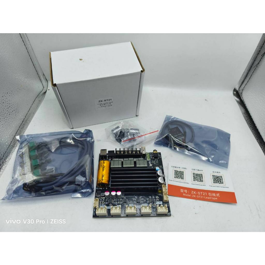 ZK-ST21 แท้ ย้ายสาย TPA3221 100W*2+200W DC 12-30v รองรับ ปรีไมค์ zk amp แอมป์จิ๋วขับซับ zk3002 zk160
