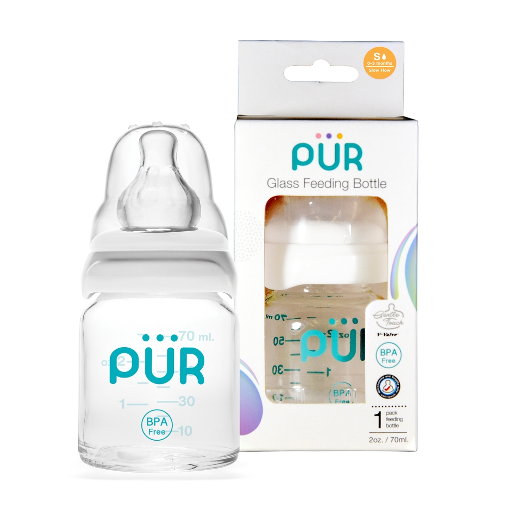 Pur Glass Feeding Bottle ขวดนมแก้วเพียว โปร่งใส คุณภาพสูง ทนความร้อนที่เกิดจากกระบวนการฆ่าเชื้อได้สูงถึง 120 องศา — صورة 4