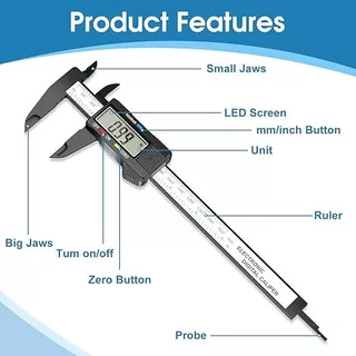 เวอร์เนียร์ ดิจิตอล 6 นิ้ว Digital Vernier caliper(0-150mm) ตัวเครื่องโลหะ การวัดที่แม่นยำ เวอร์เนียร์วัดความยาว ความละ