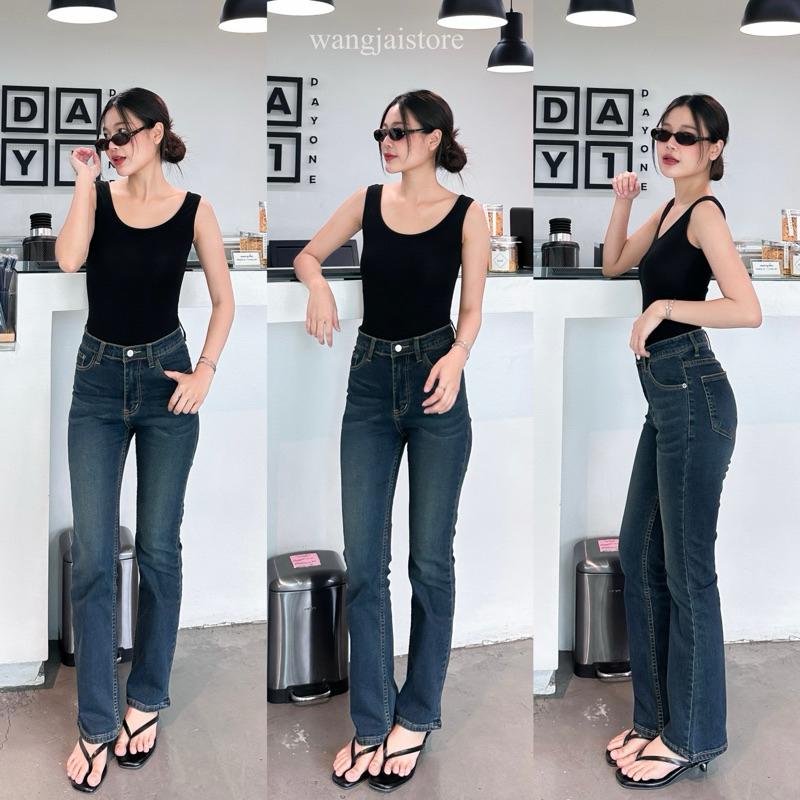 (พร้อมส่ง )Wangjai - Pony Jeans 💿🍦🥛   (กางเกงขาม้าเล็กน้อยผ้ายืดนุ่มทรงสวยเนื้อผ้ายีนส์แท้ใส่สบาย)