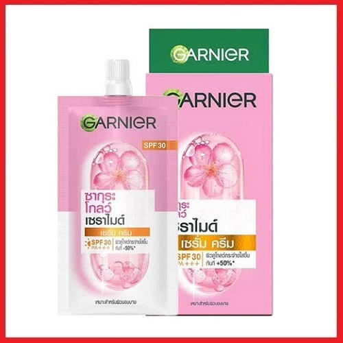 การ์นิเย่ ซากุระ โกลว์ เซราไมด์ เซรั่ม ครีม Garnier Sakura Glow CERAMIDE Serum Cream SPF 30 PA+++ : 7ml x 6