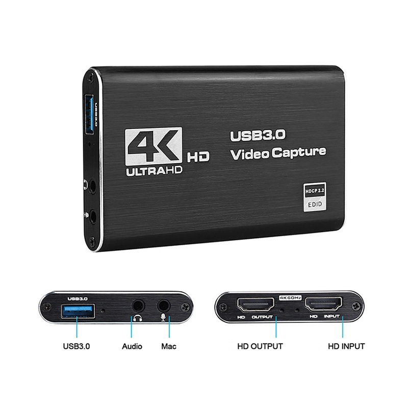 UDelectronic การ์ดจับภาพวิดีโอ Video Capture Card HDMI To USB 3.0 ความชัด 4K 60FPS ได้หลายอุปกรณ์