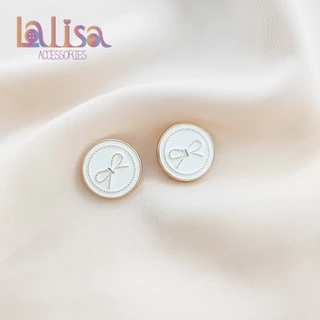 กระดุมโลหะรูปโบว์หูกระต่ายดีไซน์ผ้าเเคชเมียสไตล์คุณหนู alloy button HUY-18mm