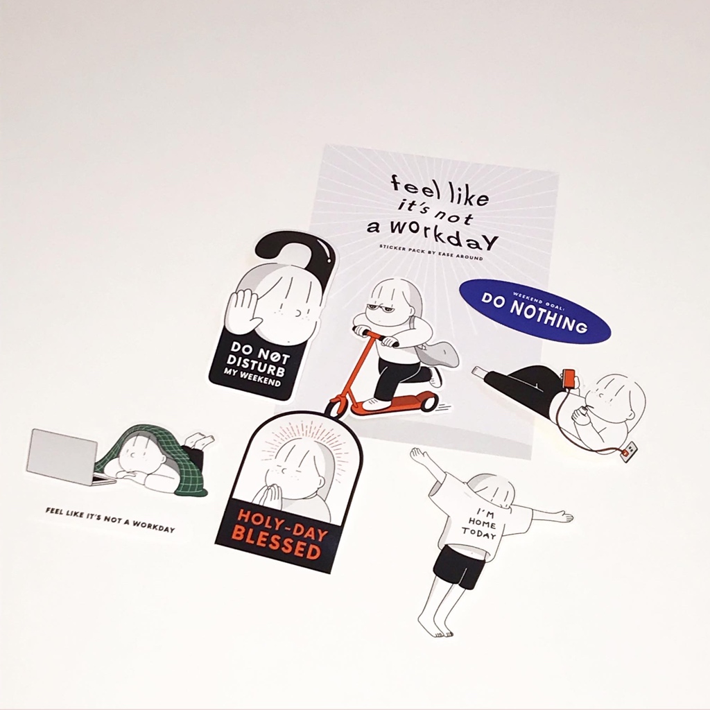 เซตสติกเกอร์ไดคัท กันน้ำ FEEL LIKE IT'S NOT A WORKDAY | ease around