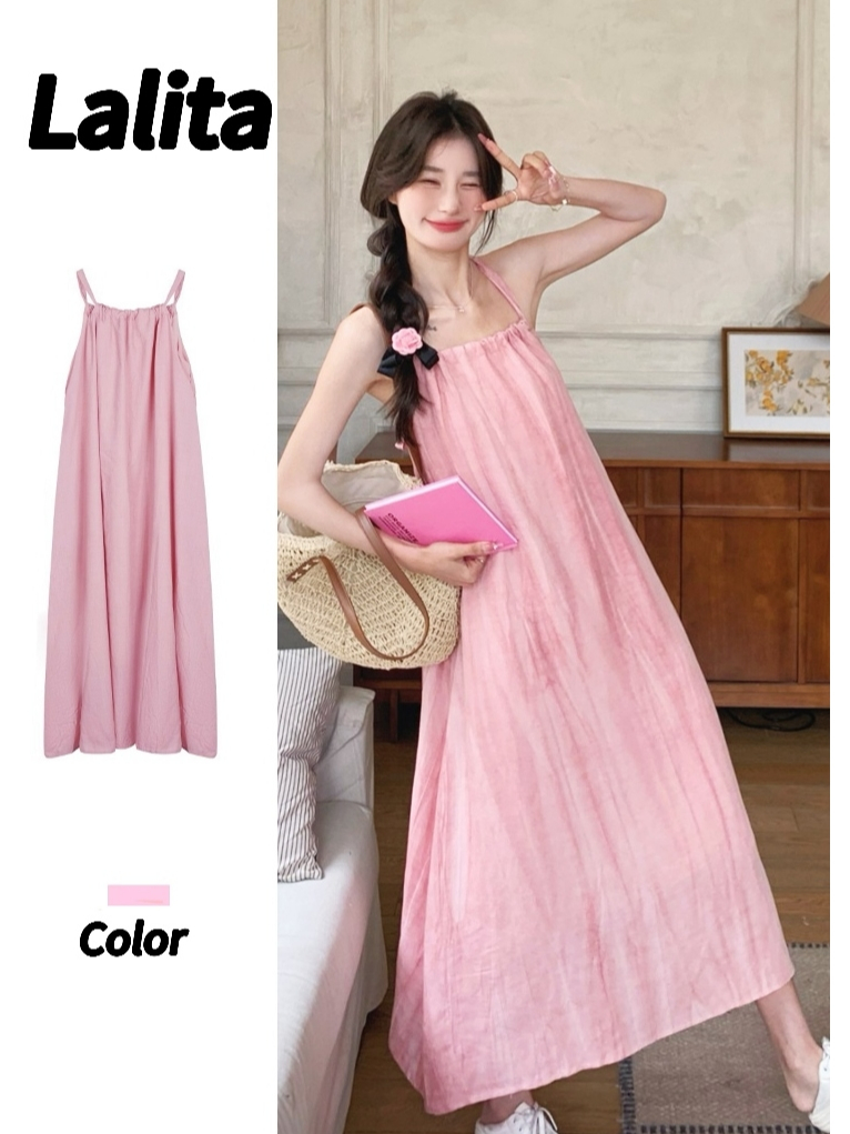 Lalita 🎀เเดรสผู้หญิง🎀100%cottonสไตล์ลำลอง ชุดเดรสยาว ชุดเที่ยวทะเล เนื้อผ้าใส่สบาย เดรสทรงหลวม