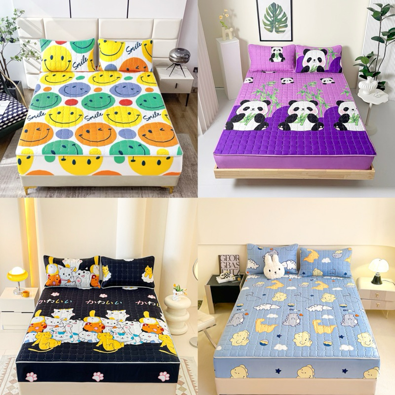 ผ้าปูที่นอนรุ่นหนา(เนื้อผ้า3ชั้น)ผ้าปูที่นอนเสริมใยนุ่ม เนื้อผ้า3ชั้น มีให้เลือก3ขนาด ลายดอกไม้