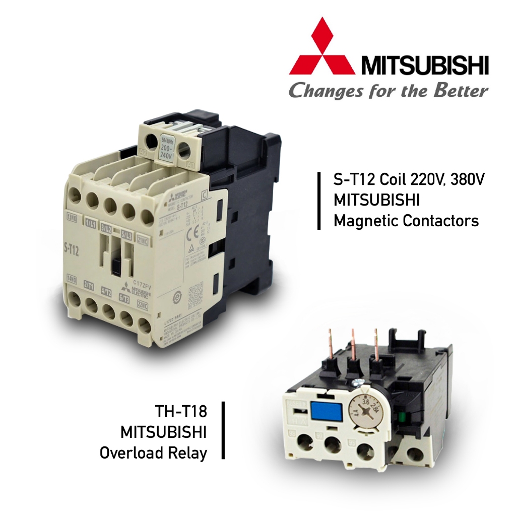 S-T12 MITSUBISHI โอเวอร์โหลด Th-t18 9-13A แมกเนติก คอนแทกเตอร์ ST12 Magnetic Contactor Coil 220V ,380V 50-60Hz